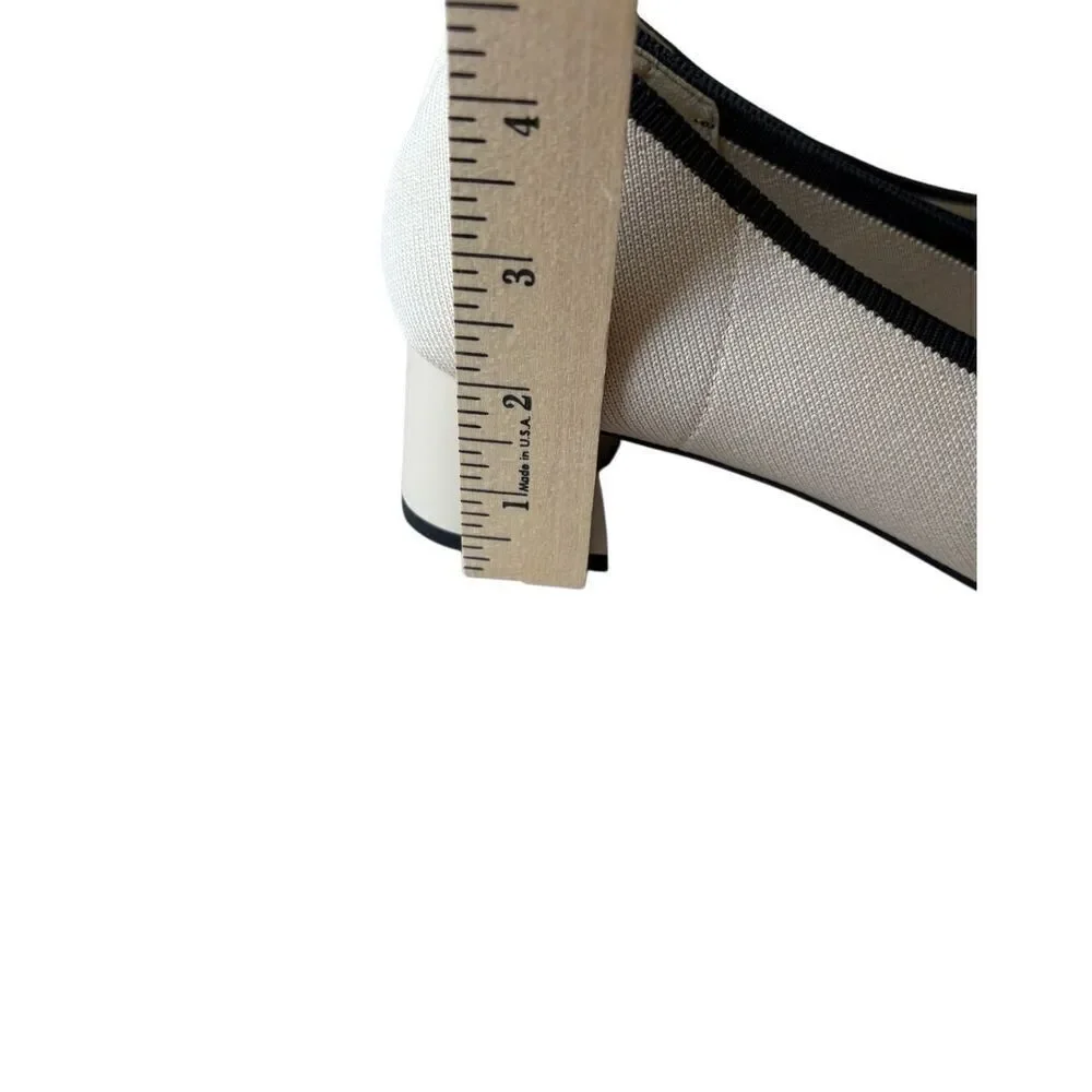 Vivaia Almond-Toe Chunky Heels Julie Pro Cream Black‎ EU 39.5 US 8.5